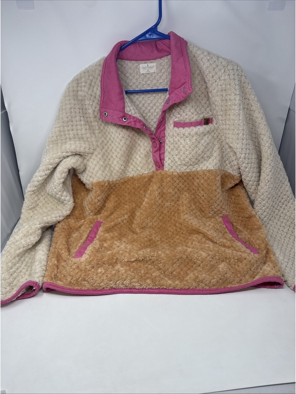 Simply Southern Sherpa Pullover Womens Medium Colorblock Fleece Jacket